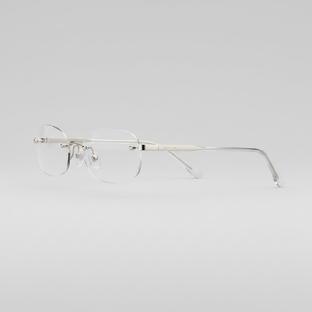 Rimless glasses side view