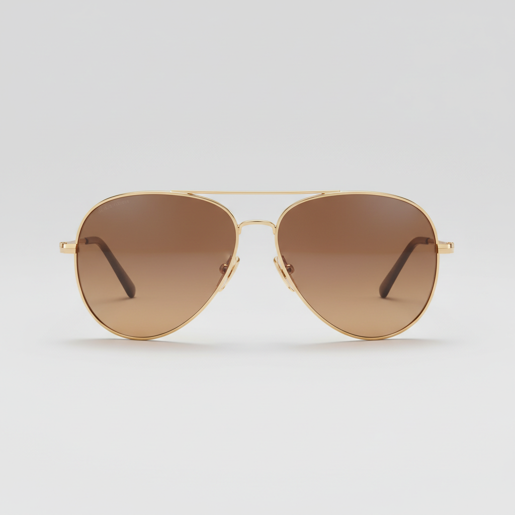 Gold frame aviator sunglasses front view
