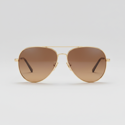 Gold frame aviator sunglasses front view